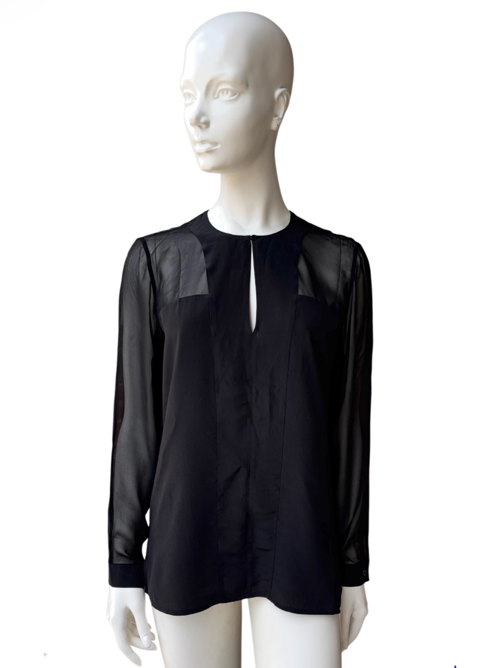 Judith and Charles Black Silk Illusion Blouse